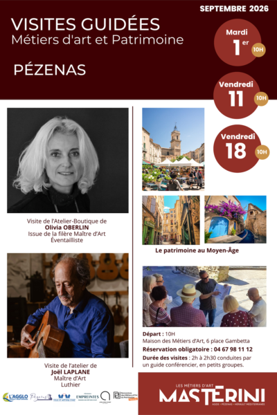 Affiche Visites guidées Métiers d'art et patrimoine_Pézenas_Septembre 2026